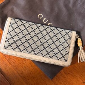 Gucci Beige and Black Diamanté Patterned Wallet